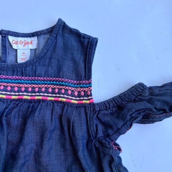 Cat & Jack Chambray Cold Shoulder Top - Boho Medium - Picture 2 of 3